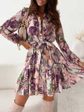 Ruffle Hem Floral Long Sleeve Dress OutfitFlow